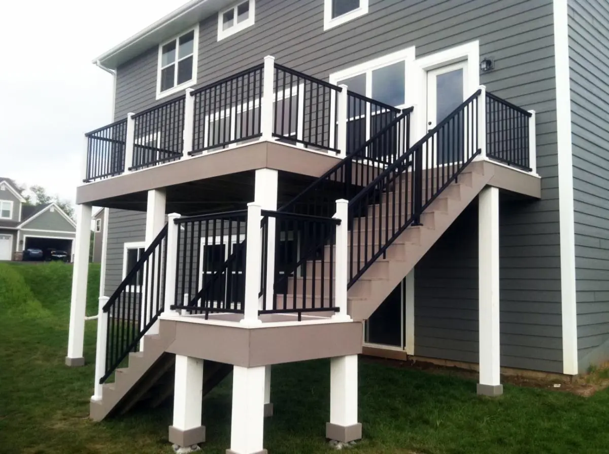 Two-story deck with stairs built by ProDecks — perfect for deck-patio combos